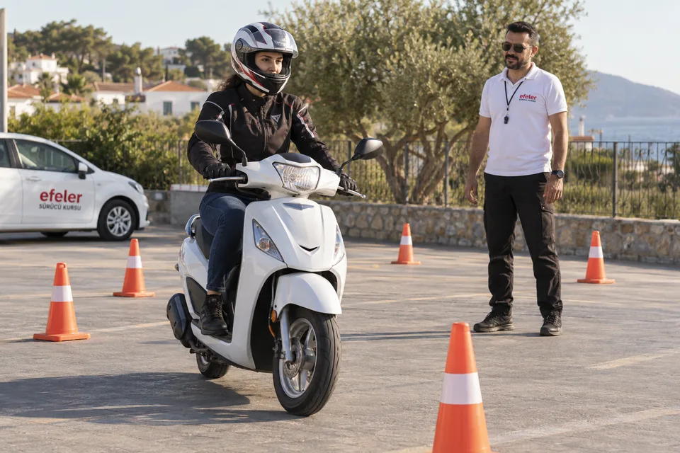 Scooter üzerinde kontrollü sürüş çalışması